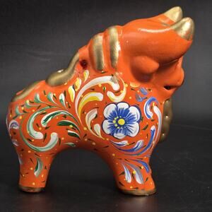 Torito de Pucará Peruvian Red Ceramic Pucara Bull 4.7" Tall Folk Art Ceramic